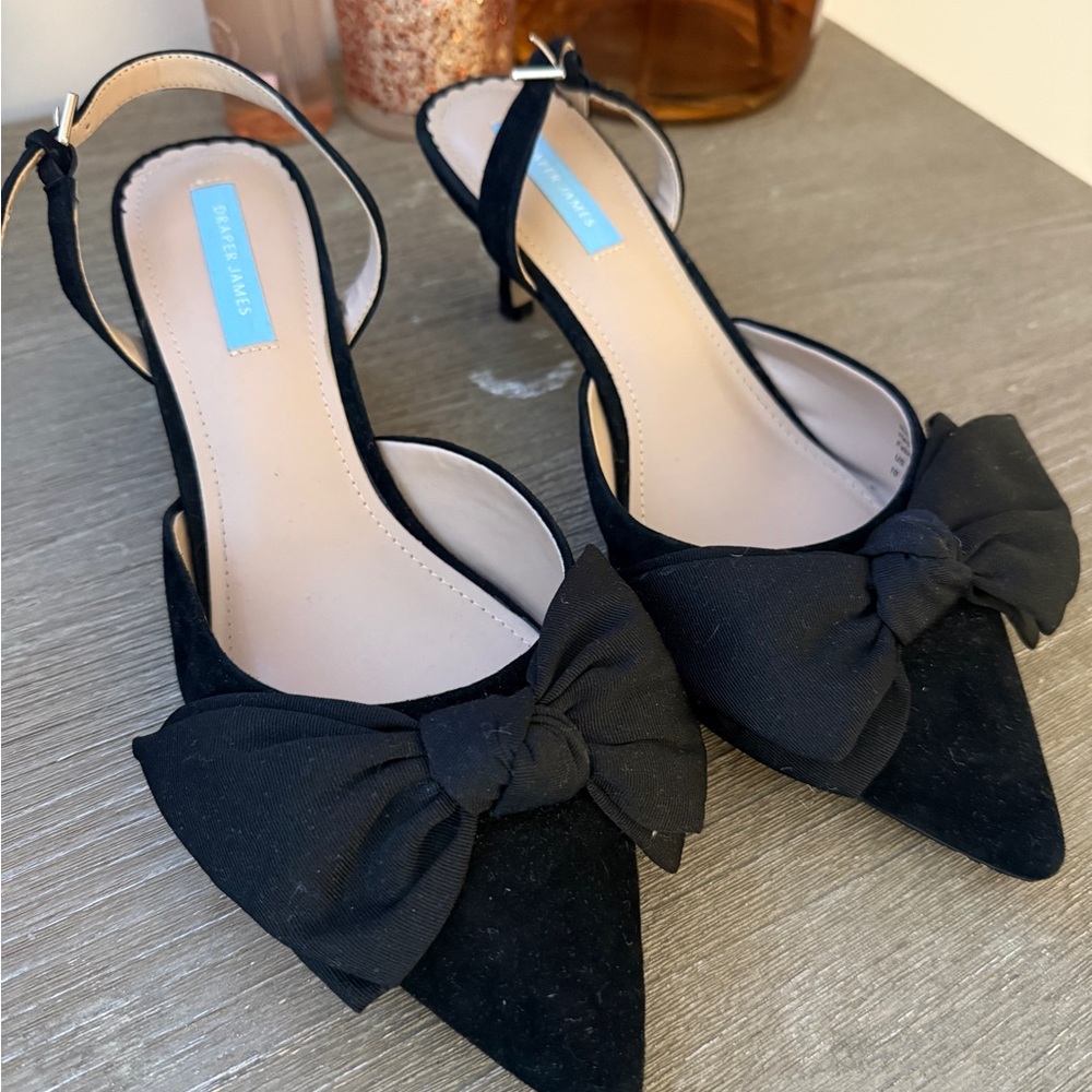 Draper James Black Bow Slingback Heels